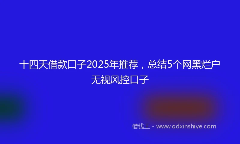 十四天借款口子2025年推荐，总结5个网黑烂户无视风控口子
