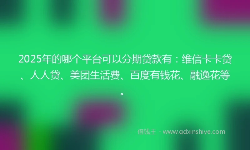 2025年的哪个平台可以分期贷款有：维信卡卡贷、人人贷、美团生活费、百度有钱花、融逸花等。