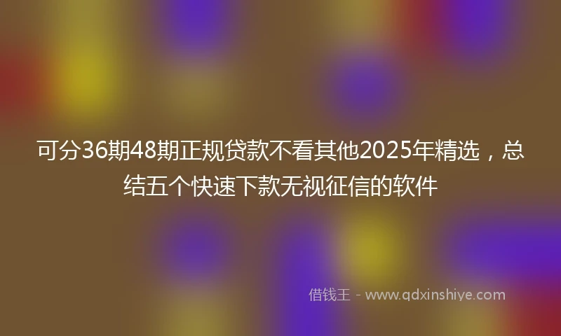 可分36期48期正规贷款不看其他2025年精选,总结五个快速下款无视征信的软件