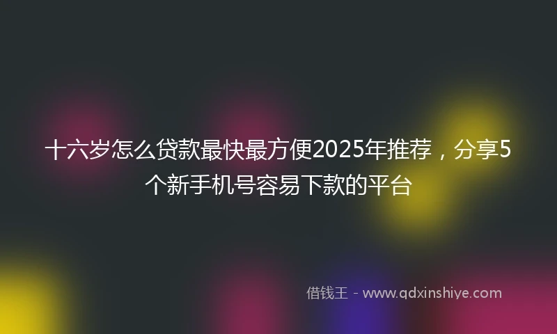 十六岁怎么贷款最快最方便2025年推荐，分享5个新手机号容易下款的平台
