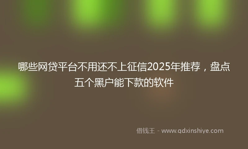 哪些网贷平台不用还不上征信2025年推荐，盘点五个黑户能下款的软件