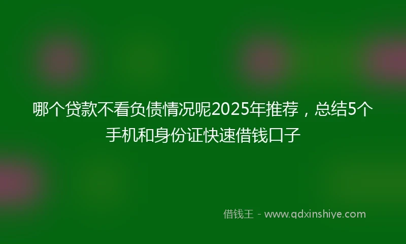哪个贷款不看负债情况呢2025年推荐，总结5个手机和身份证快速借钱口子