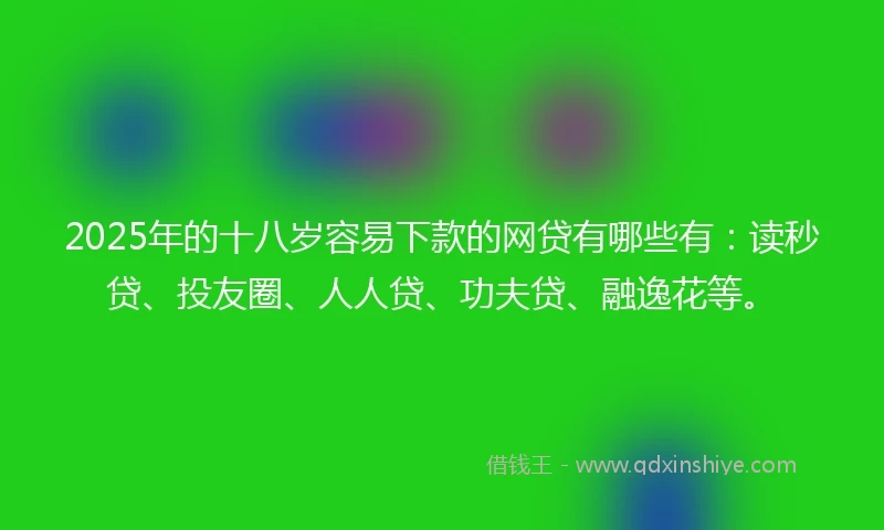 2025年的十八岁容易下款的网贷有哪些有：读秒贷、投友圈、人人贷、功夫贷、融逸花等。