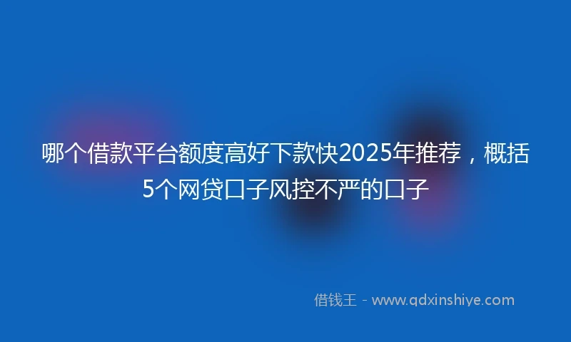 哪个借款平台额度高好下款快2025年推荐，概括5个网贷口子风控不严的口子