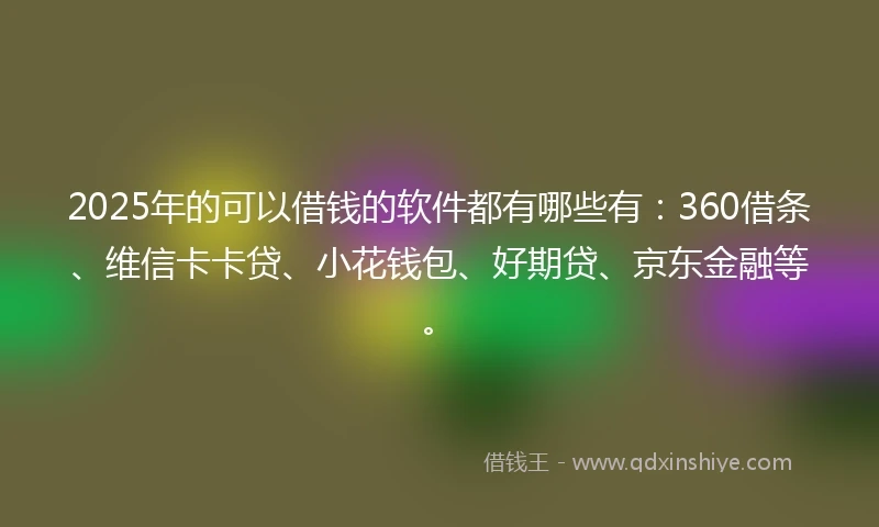2025年的可以借钱的软件都有哪些有：360借条、维信卡卡贷、小花钱包、好期贷、京东金融等。