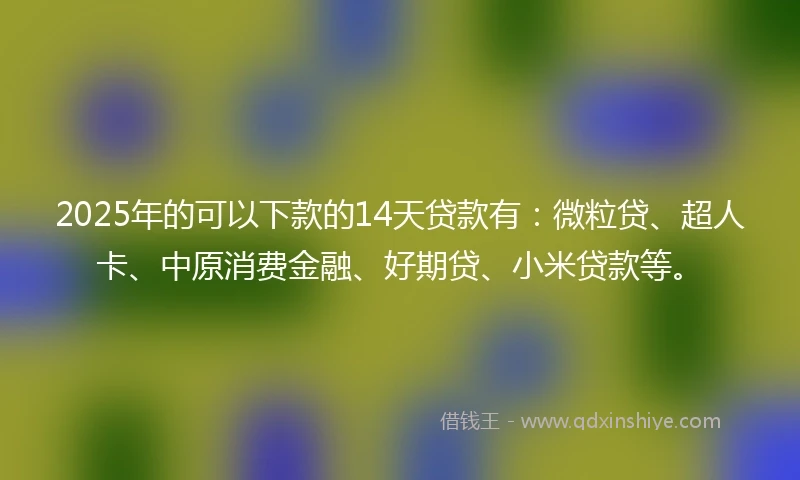2025年的可以下款的14天贷款有：微粒贷、超人卡、中原消费金融、好期贷、小米贷款等。