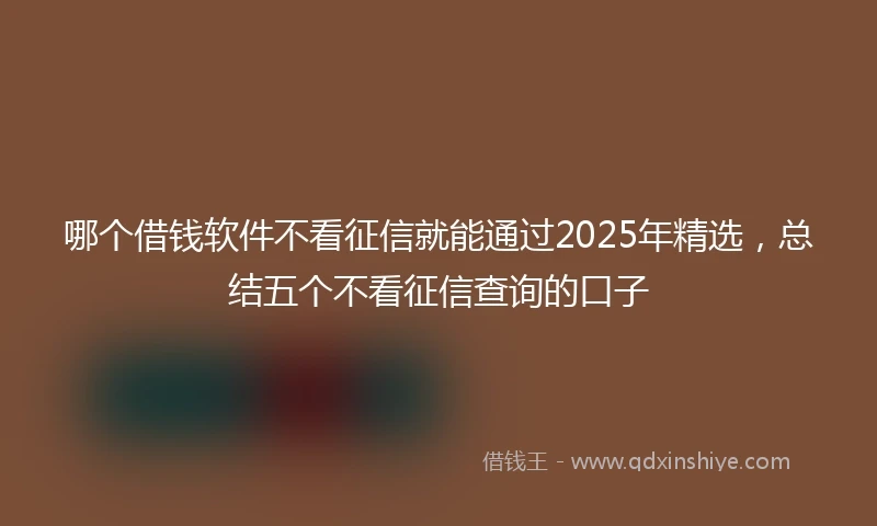 哪个借钱软件不看征信就能通过2025年精选，总结五个不看征信查询的口子