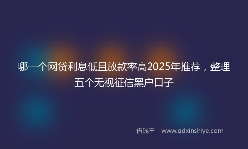 哪一个网贷利息低且放款率高2025年推荐，整理五个无视征信黑户口子