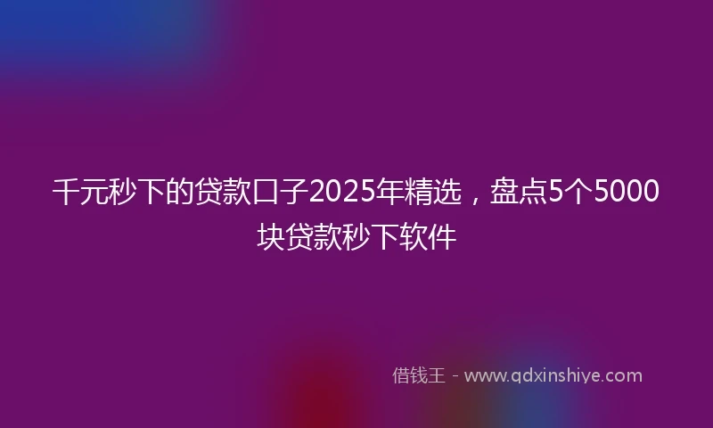 千元秒下的贷款口子2025年精选,盘点5个5000块贷款秒下软件