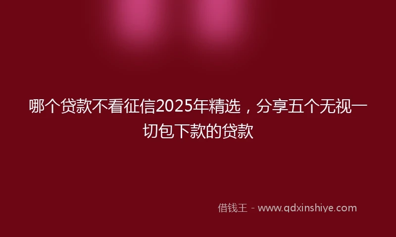 哪个贷款不看征信2025年精选，分享五个无视一切包下款的贷款