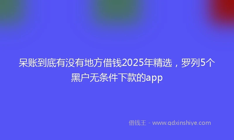 呆账到底有没有地方借钱2025年精选，罗列5个黑户无条件下款的app