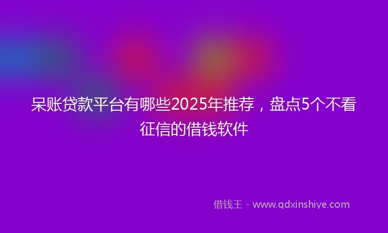 呆账贷款平台有哪些2025年推荐，盘点5个不看征信的借钱软件