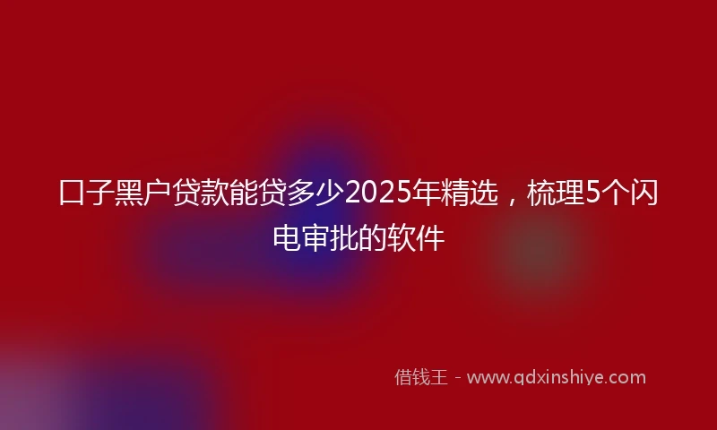 口子黑户贷款能贷多少2025年精选，梳理5个闪电审批的软件