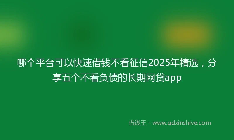 哪个平台可以快速借钱不看征信2025年精选，分享五个不看负债的长期网贷app