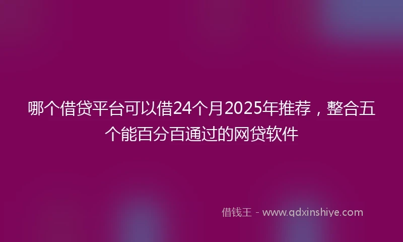 哪个借贷平台可以借24个月2025年推荐，整合五个能百分百通过的网贷软件