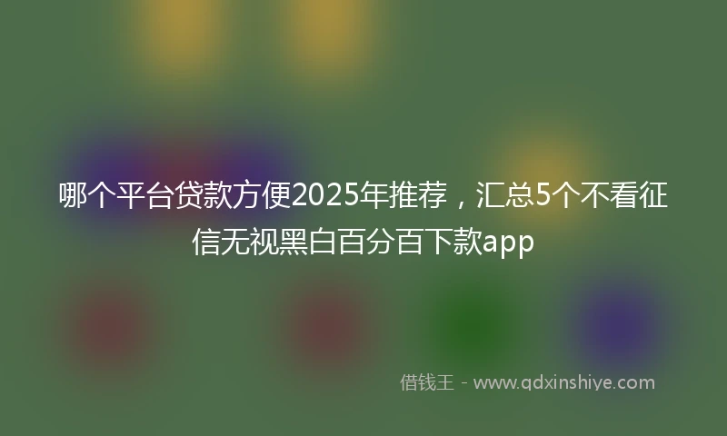 哪个平台贷款方便2025年推荐，汇总5个不看征信无视黑白百分百下款app