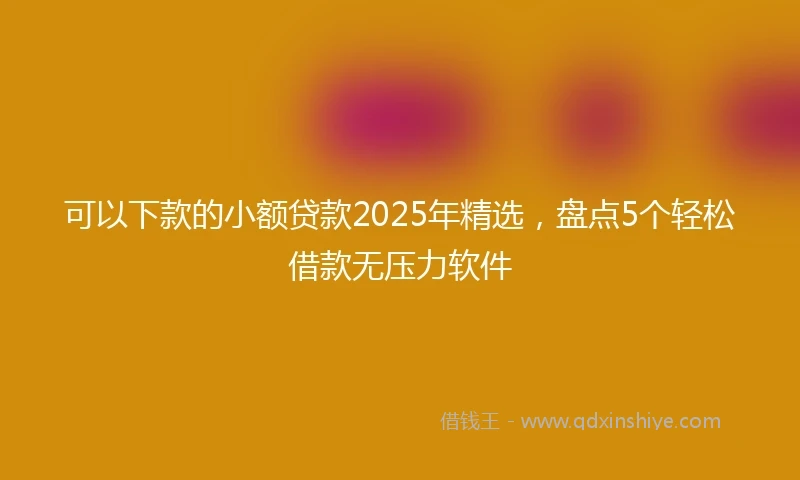 可以下款的小额贷款2025年精选，盘点5个轻松借款无压力软件