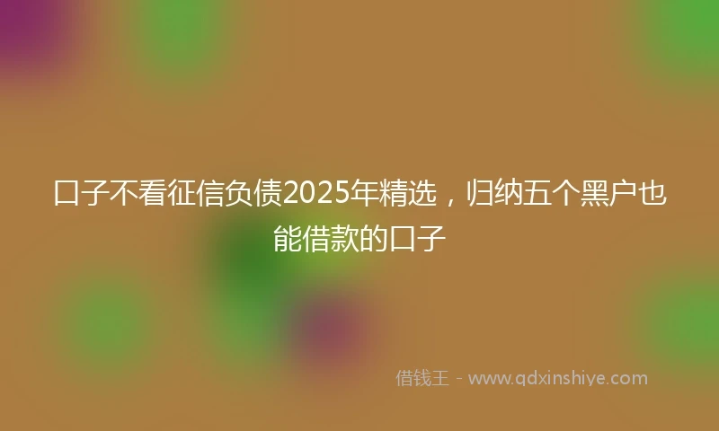 口子不看征信负债2025年精选，归纳五个黑户也能借款的口子