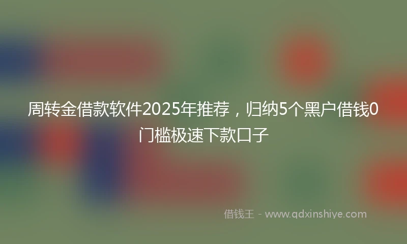 周转金借款软件2025年推荐，归纳5个黑户借钱0门槛极速下款口子
