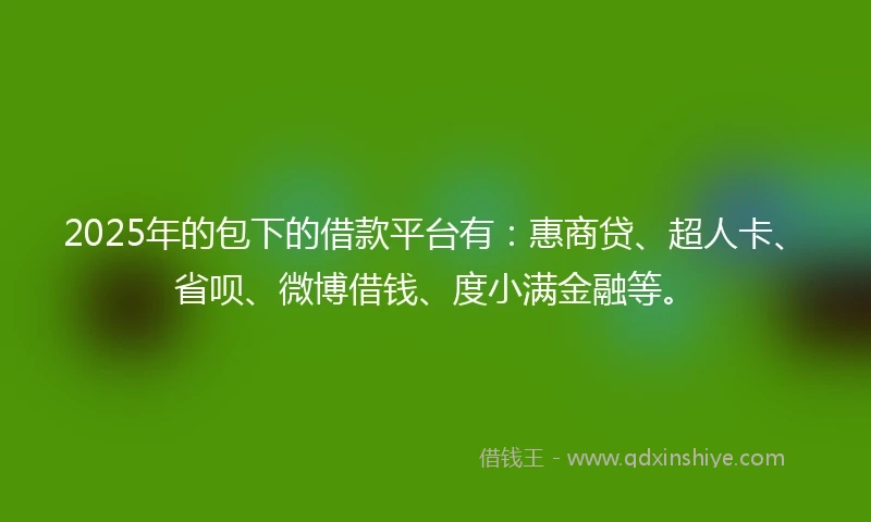 2025年的包下的借款平台有：惠商贷、超人卡、省呗、微博借钱、度小满金融等。
