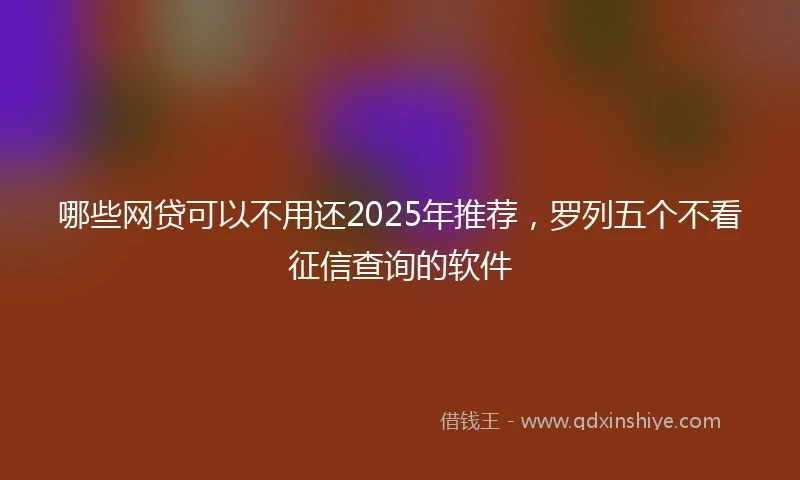 哪些网贷可以不用还2025年推荐，罗列五个不看征信查询的软件