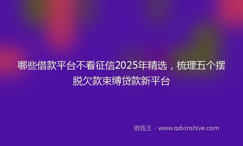 哪些借款平台不看征信2025年精选，梳理五个摆脱欠款束缚贷款新平台