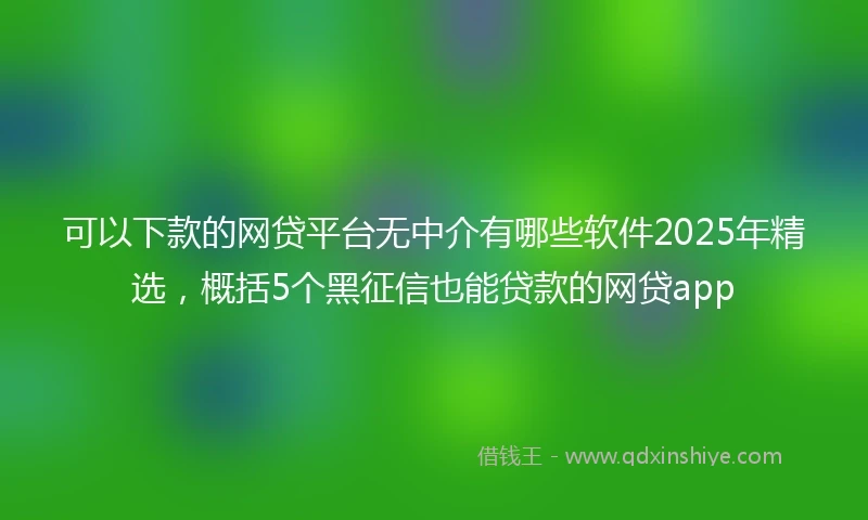 可以下款的网贷平台无中介有哪些软件2025年精选，概括5个黑征信也能贷款的网贷app
