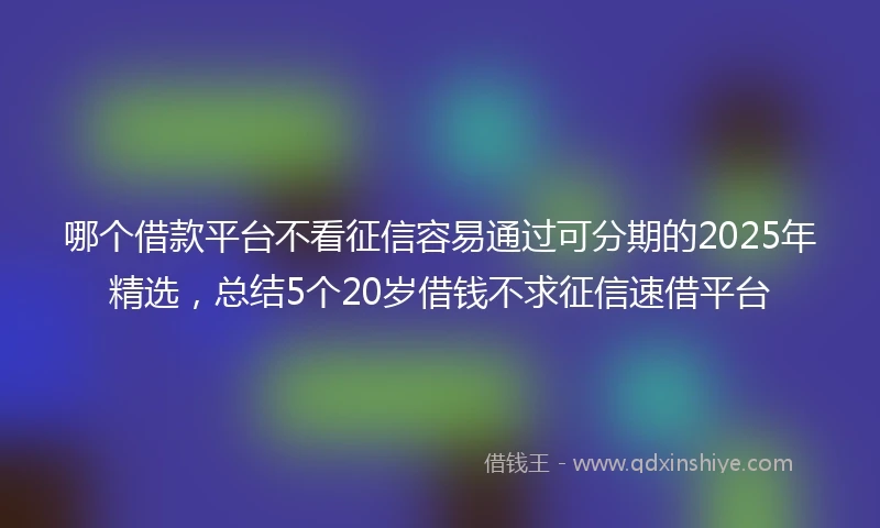 哪个借款平台不看征信容易通过可分期的2025年精选，总结5个20岁借钱不求征信速借平台