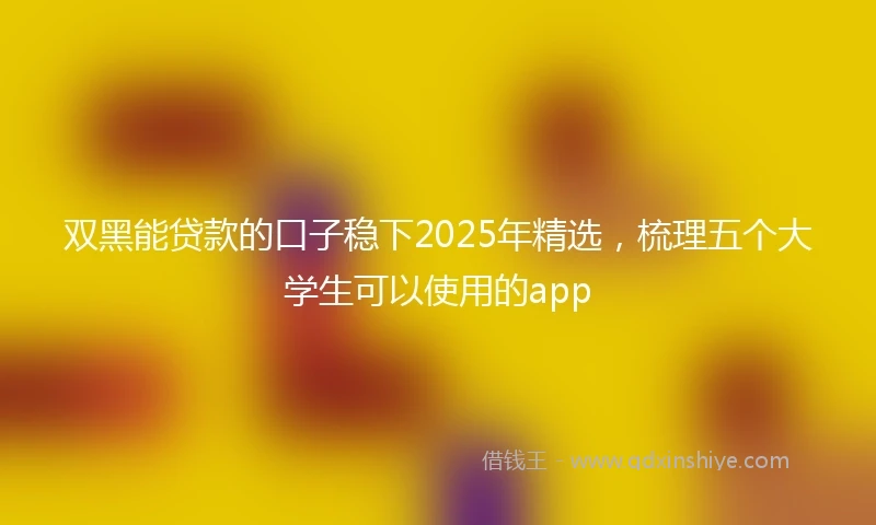 双黑能贷款的口子稳下2025年精选，梳理五个大学生可以使用的app