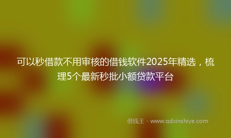 可以秒借款不用审核的借钱软件2025年精选,梳理5个最新秒批小额贷款平台