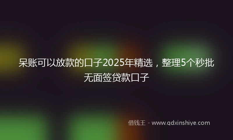 呆账可以放款的口子2025年精选，整理5个秒批无面签贷款口子