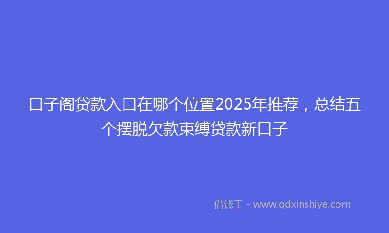 口子阁贷款入口在哪个位置2025年推荐，总结五个摆脱欠款束缚贷款新口子