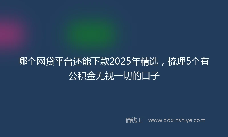 哪个网贷平台还能下款2025年精选，梳理5个有公积金无视一切的口子
