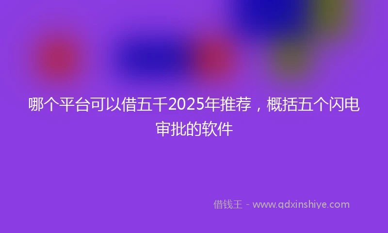 哪个平台可以借五千2025年推荐，概括五个闪电审批的软件
