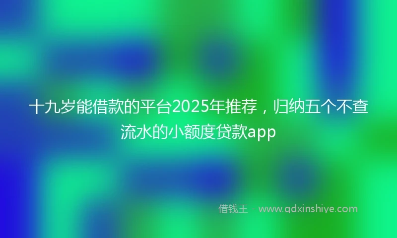 十九岁能借款的平台2025年推荐，归纳五个不查流水的小额度贷款app