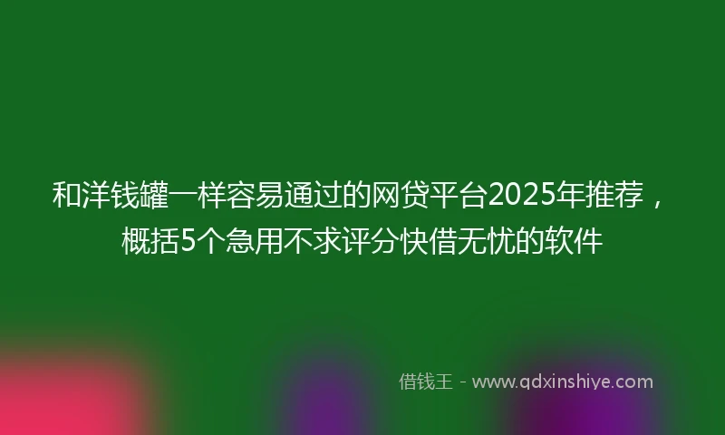 和洋钱罐一样容易通过的网贷平台2025年推荐，概括5个急用不求评分快借无忧的软件