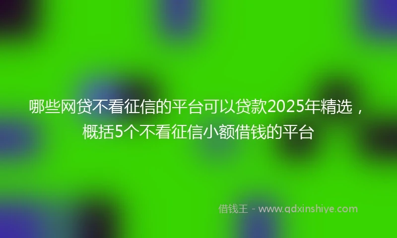 哪些网贷不看征信的平台可以贷款2025年精选，概括5个不看征信小额借钱的平台