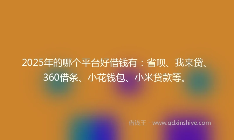 2025年的哪个平台好借钱有：省呗、我来贷、360借条、小花钱包、小米贷款等。