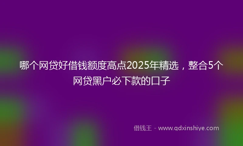 哪个网贷好借钱额度高点2025年精选，整合5个网贷黑户必下款的口子
