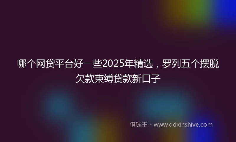 哪个网贷平台好一些2025年精选，罗列五个摆脱欠款束缚贷款新口子