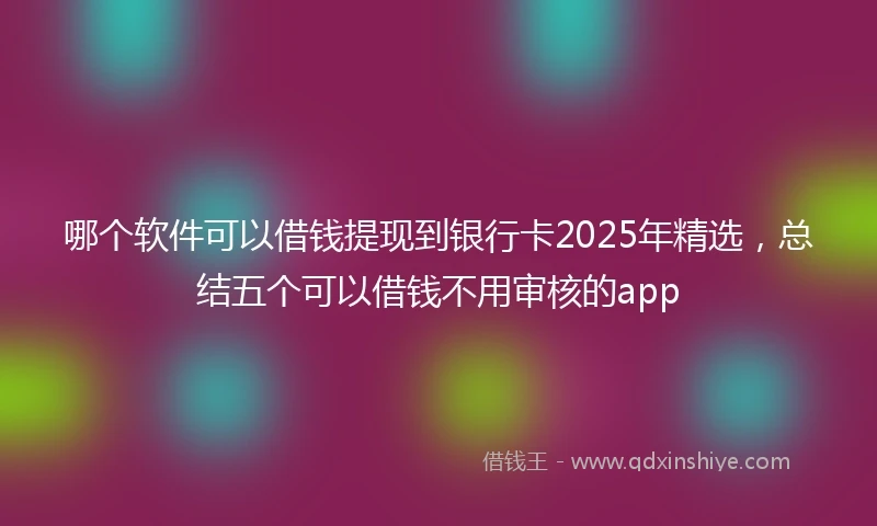哪个软件可以借钱提现到银行卡2025年精选，总结五个可以借钱不用审核的app