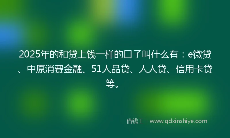 2025年的和贷上钱一样的口子叫什么有：e微贷、中原消费金融、51人品贷、人人贷、信用卡贷等。