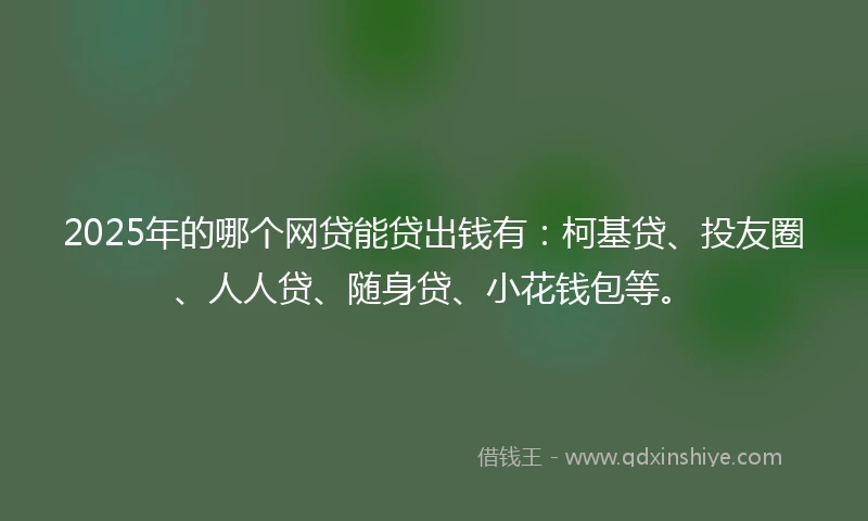 2025年的哪个网贷能贷出钱有：柯基贷、投友圈、人人贷、随身贷、小花钱包等。