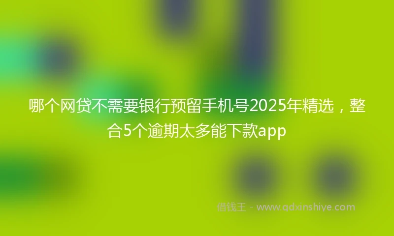 哪个网贷不需要银行预留手机号2025年精选，整合5个逾期太多能下款app