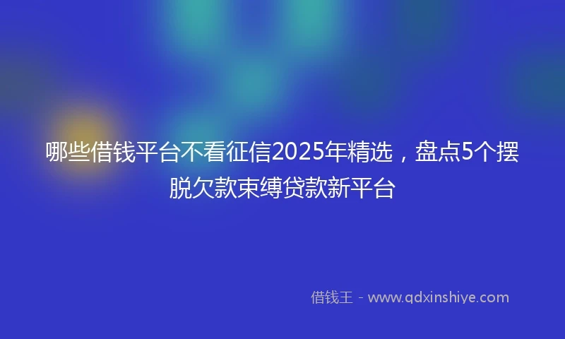 哪些借钱平台不看征信2025年精选，盘点5个摆脱欠款束缚贷款新平台