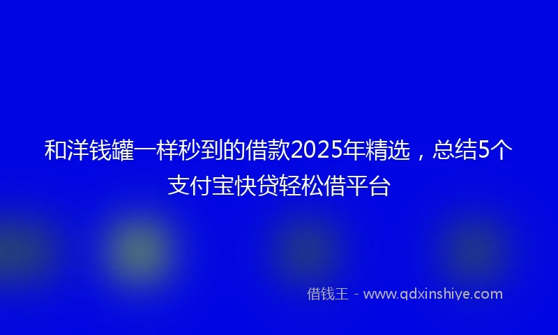 和洋钱罐一样秒到的借款2025年精选，总结5个支付宝快贷轻松借平台