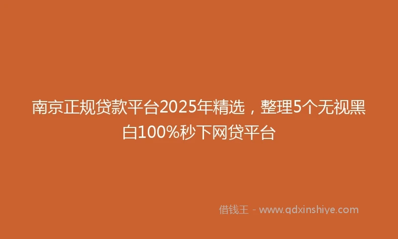 南京正规贷款平台2025年精选，整理5个无视黑白100%秒下网贷平台