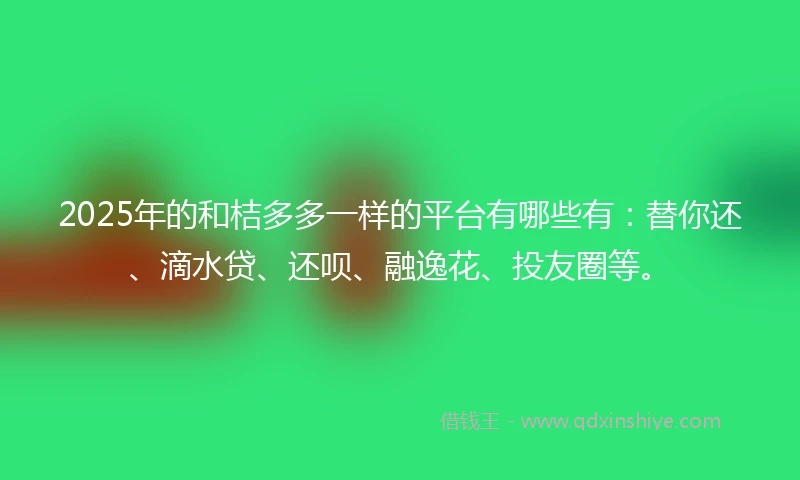 2025年的和桔多多一样的平台有哪些有：替你还、滴水贷、还呗、融逸花、投友圈等。