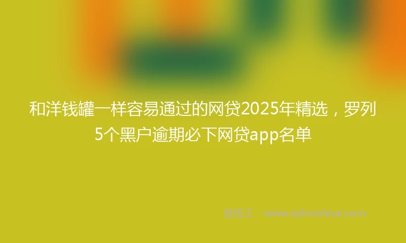 和洋钱罐一样容易通过的网贷2025年精选，罗列5个黑户逾期必下网贷app名单