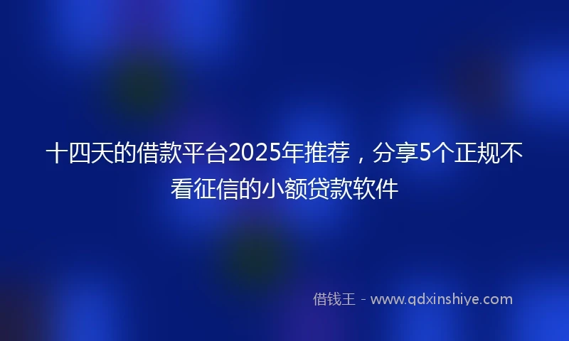 十四天的借款平台2025年推荐，分享5个正规不看征信的小额贷款软件